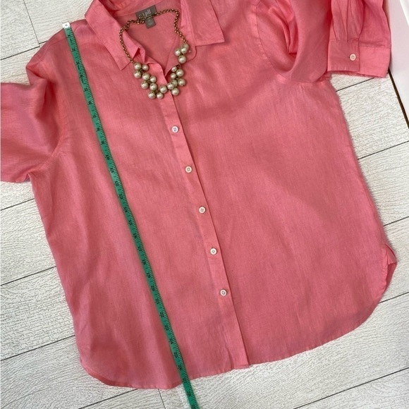 J.Jill 100% linen salmon color button down top blouse Mp - Picture 13 of 15